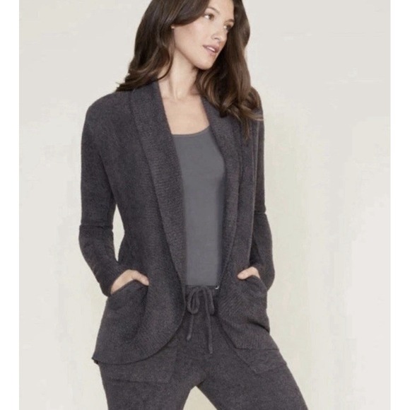 Barefoot Dreams Sweaters - Barefoot Dreams Circle Cardigan Womens M Carbon‎ CozyChic Lite Shawl Collar